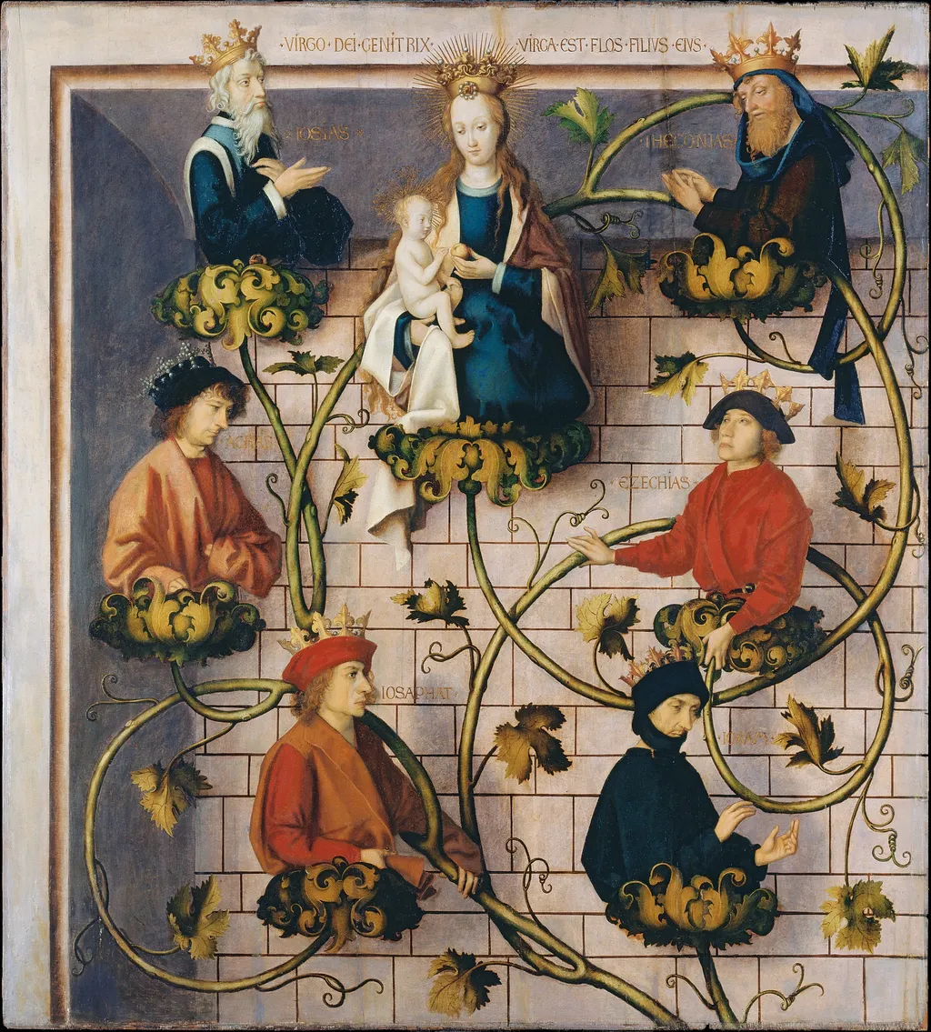 Frankfurt Dominican Altarpiece: Tree of Jesse (upper part), by Hans Holbein the Elder, mixed, 1501
