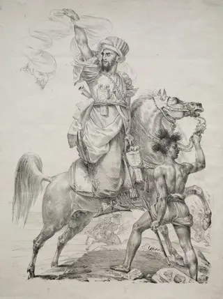 A Mameluke Chief on Horseback Signaling for Help, by Antoine-Jean Gros, 1817