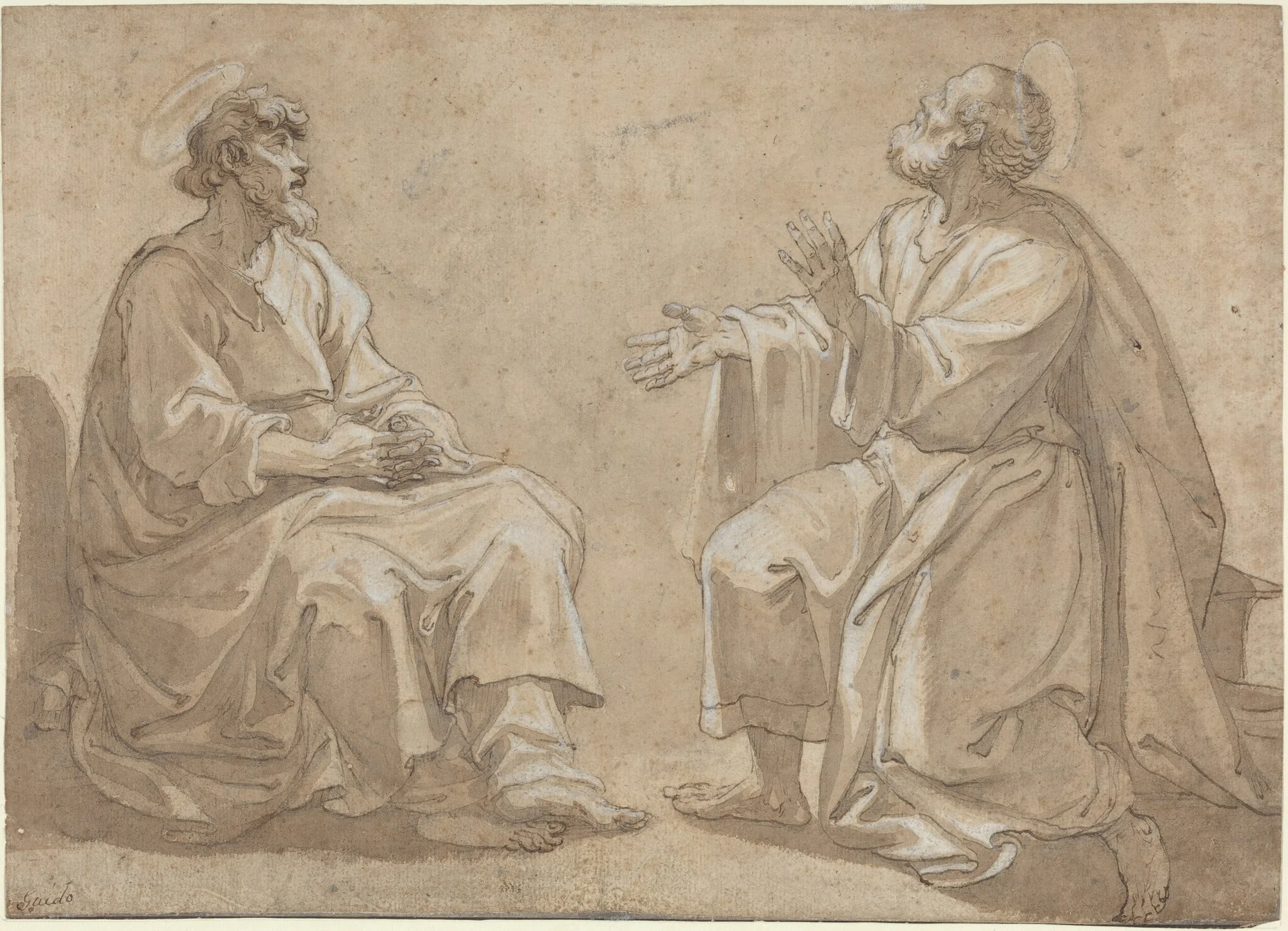 Two Seated Saints, detail