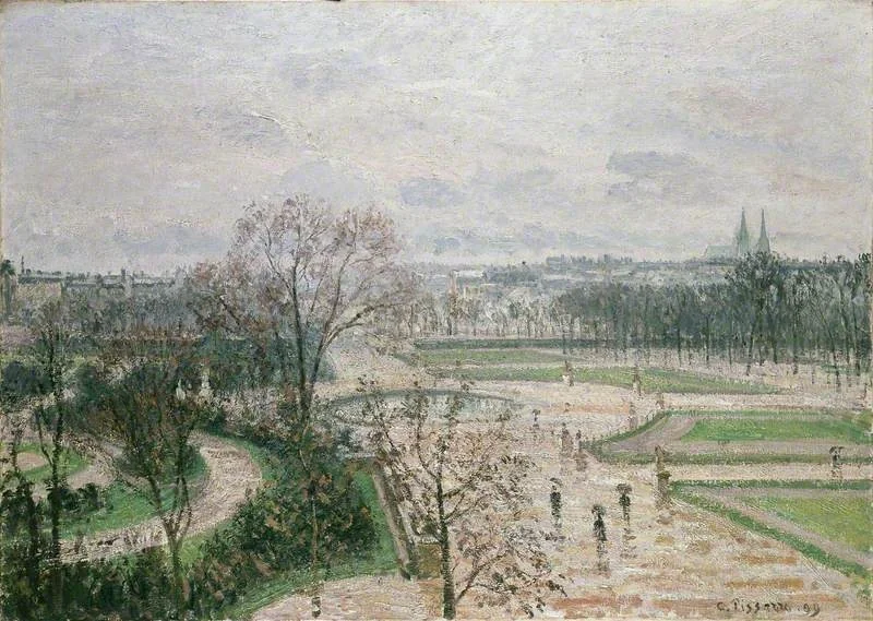The Tuileries Gardens, Rainy Weather, detail