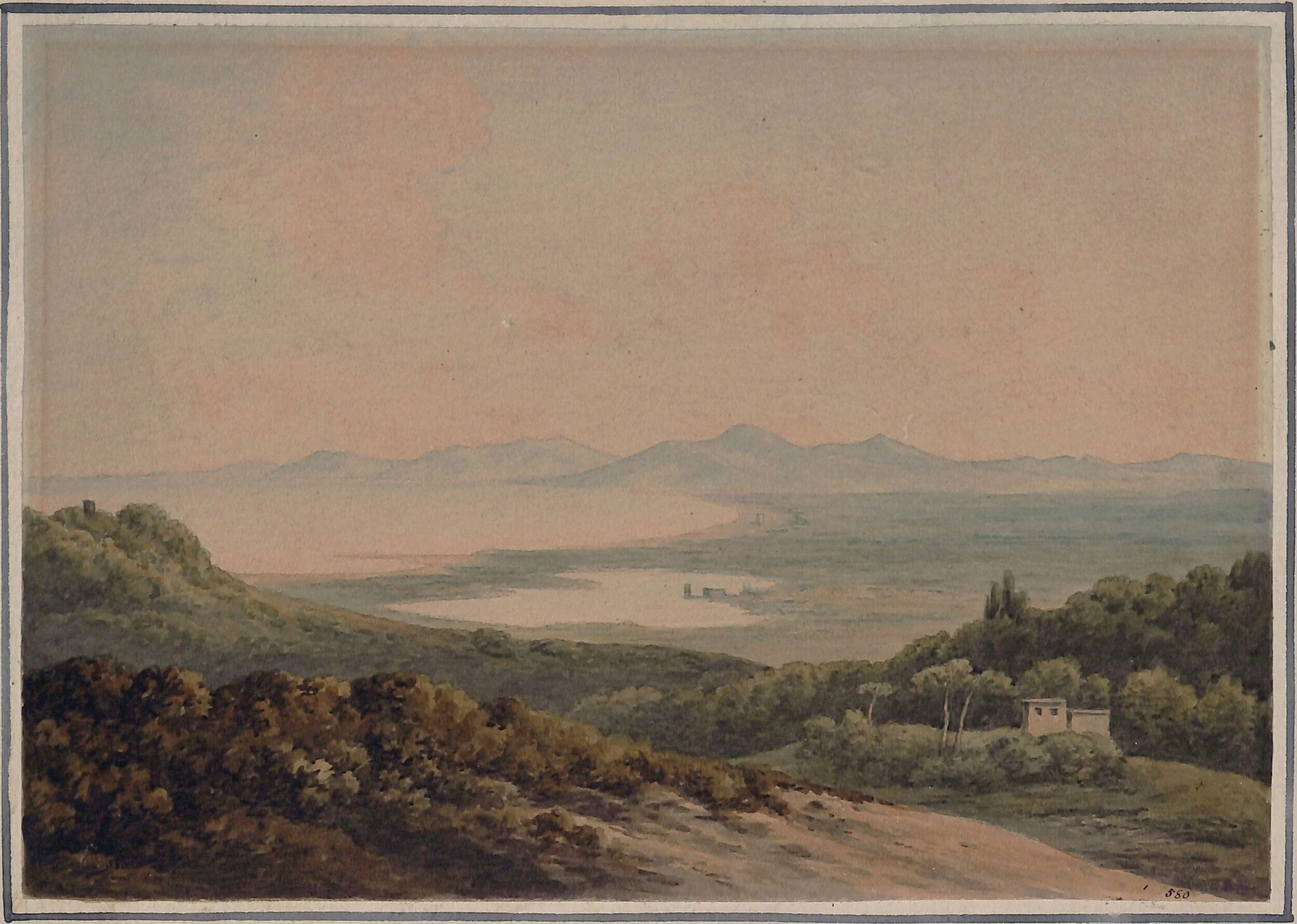 The Campagna, with the Lucrine Lake, from Cumae, detail