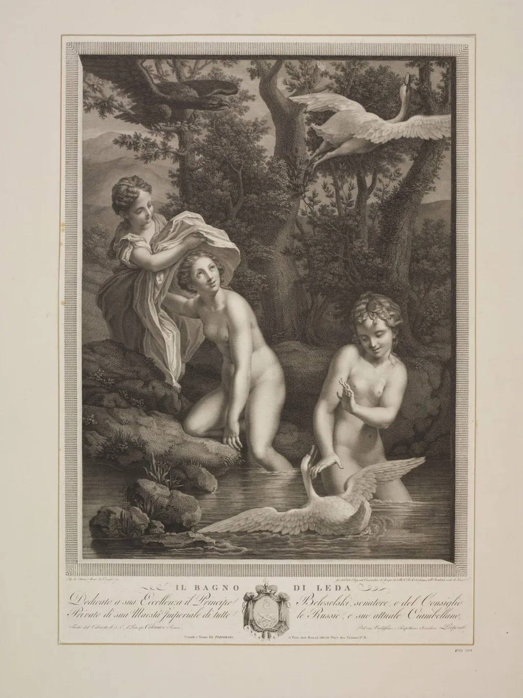 Leda Bathing, by Carlo Antonio Porporati, 1850