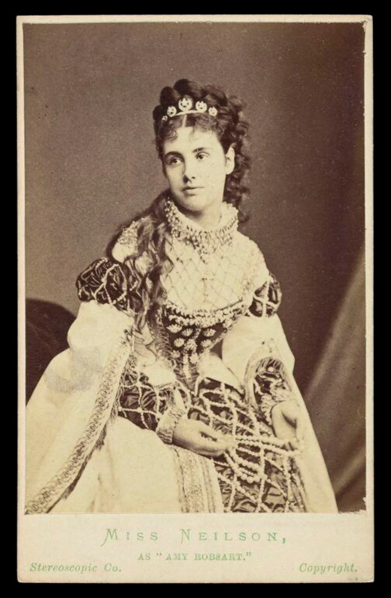 A portrait of 'Miss Neilson, as "Amy Robsart"', detail