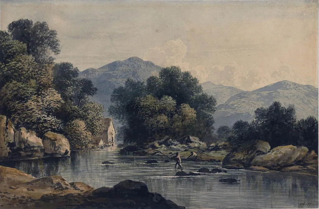 Landscape View [?in North Wales], by John Glover, watercolor, 1800