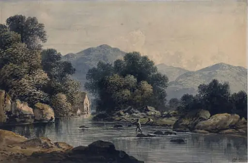 Landscape View [?in North Wales], by John Glover, watercolor, 1800