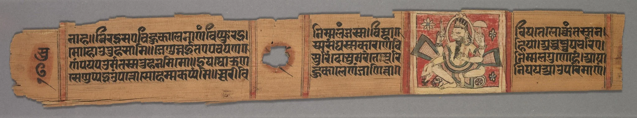Leaf from a Jain Manuscript: The Story of Kalakacharya of Devachandra: Text (recto); Leaf from a Jain Manuscript: The Story of Kalakacharya of Devachandra: Brahmanshanti Yaksha (verso), detail