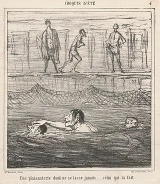 Une plaisanterie dont ne se lasse ..., by Honoré Daumier, ink, 1865