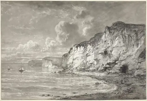 Cliffs along the Normandy Coast, by Maxime Lalanne, chalk, 1856