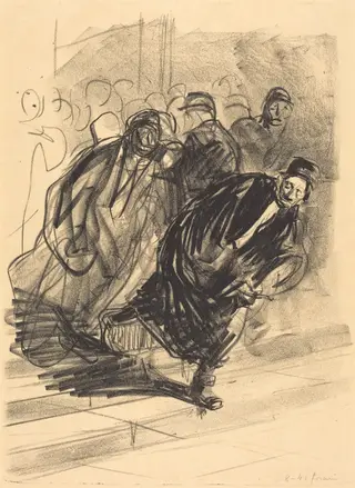 L'avocat pourchassé (The Lawyer Pursued), by Jean-Louis Forain, ink, 1915