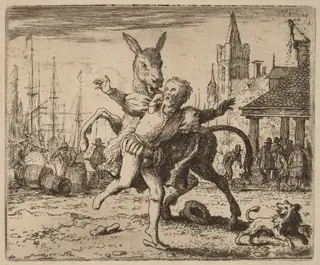 The Ass and the Hound, by Allart van Everdingen, ink, 1650