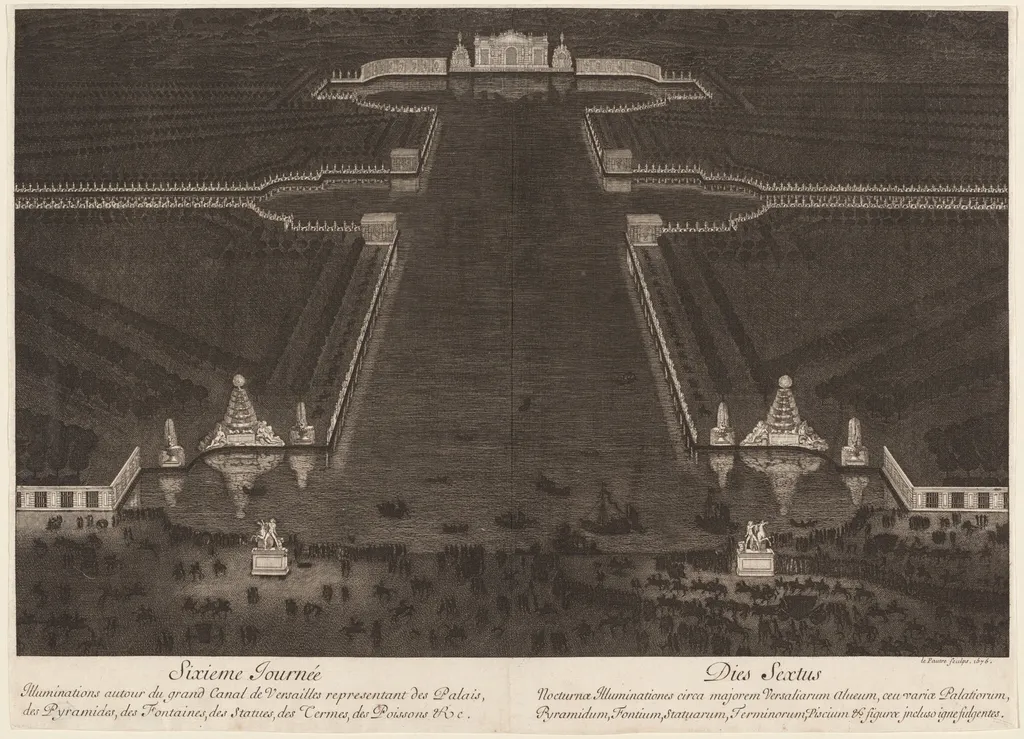 Illuminations autour du grand Canal de Versailles, by Jean Lepautre, ink, 1676