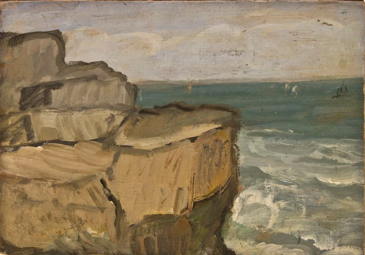 Peisaj marin cu stânci, detail