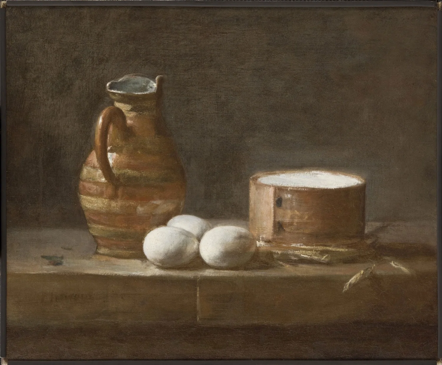 Still Life with Eggs, Cheese, and a Pitcher, detail