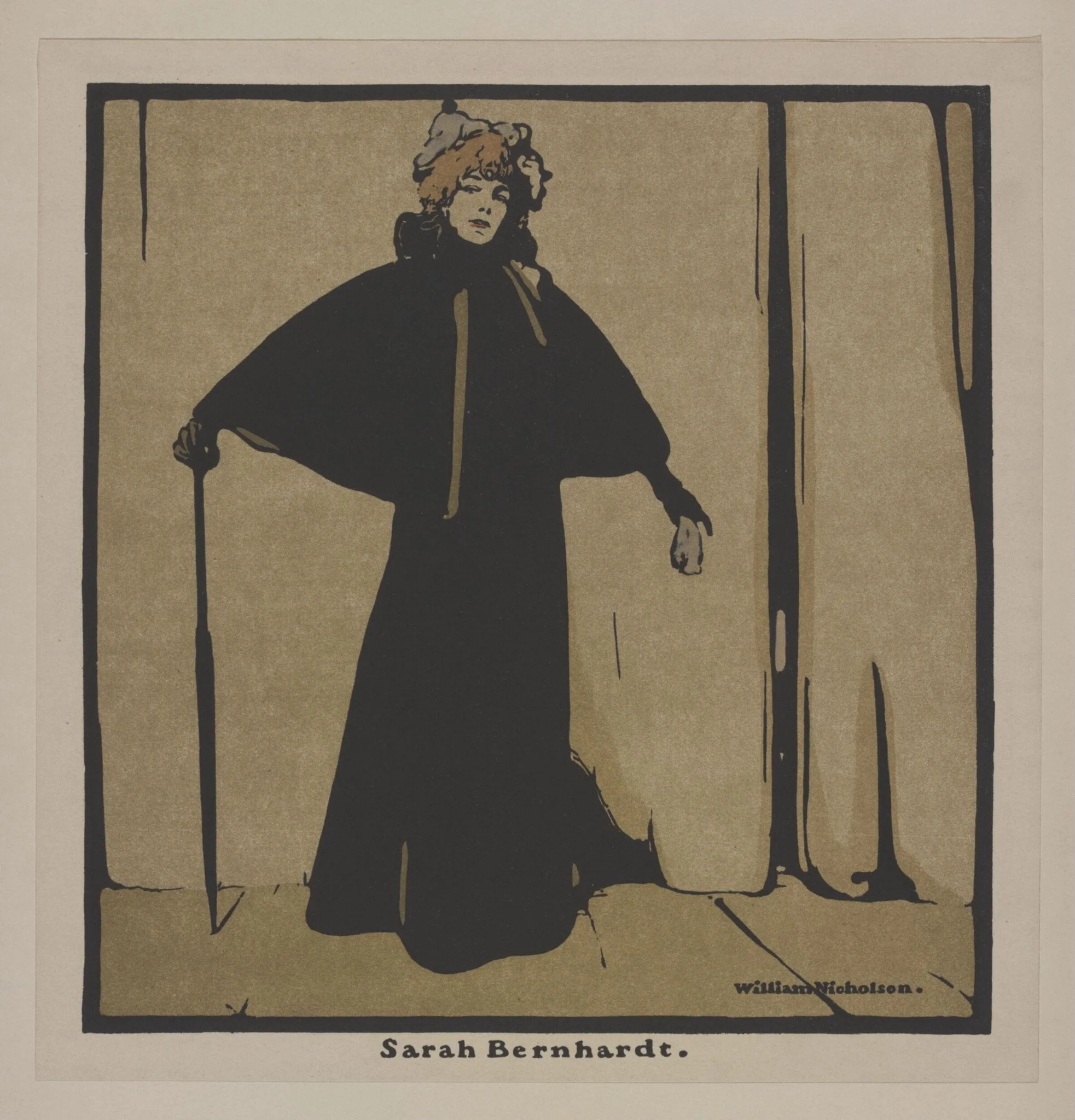 Print of Sarah Bernhardt by William Nicholson (1872-1949), detail