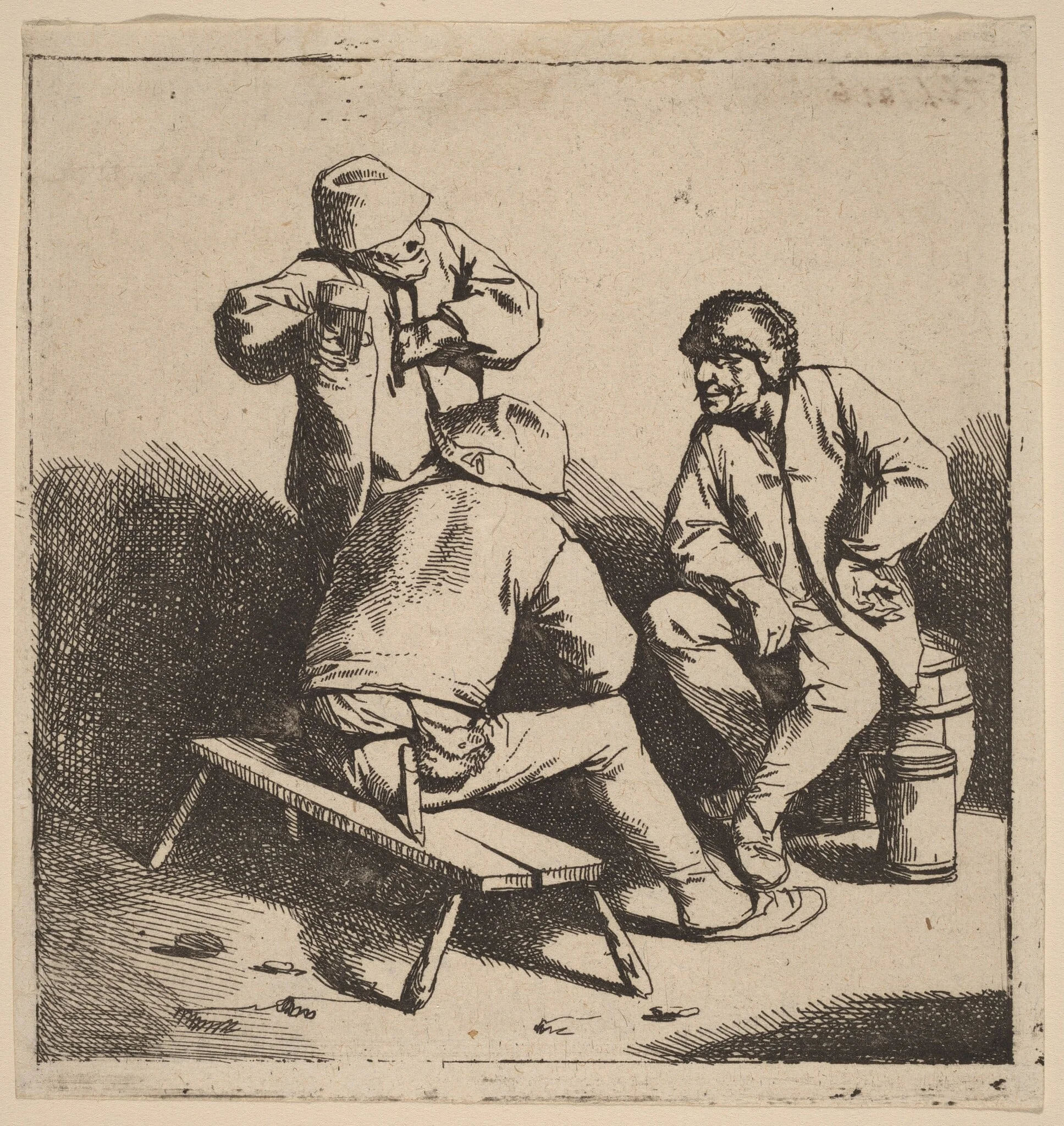 The Three Drinkers, detail