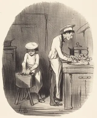Vois-tu petit, t'as tort..., by Honoré Daumier, ink, 1849