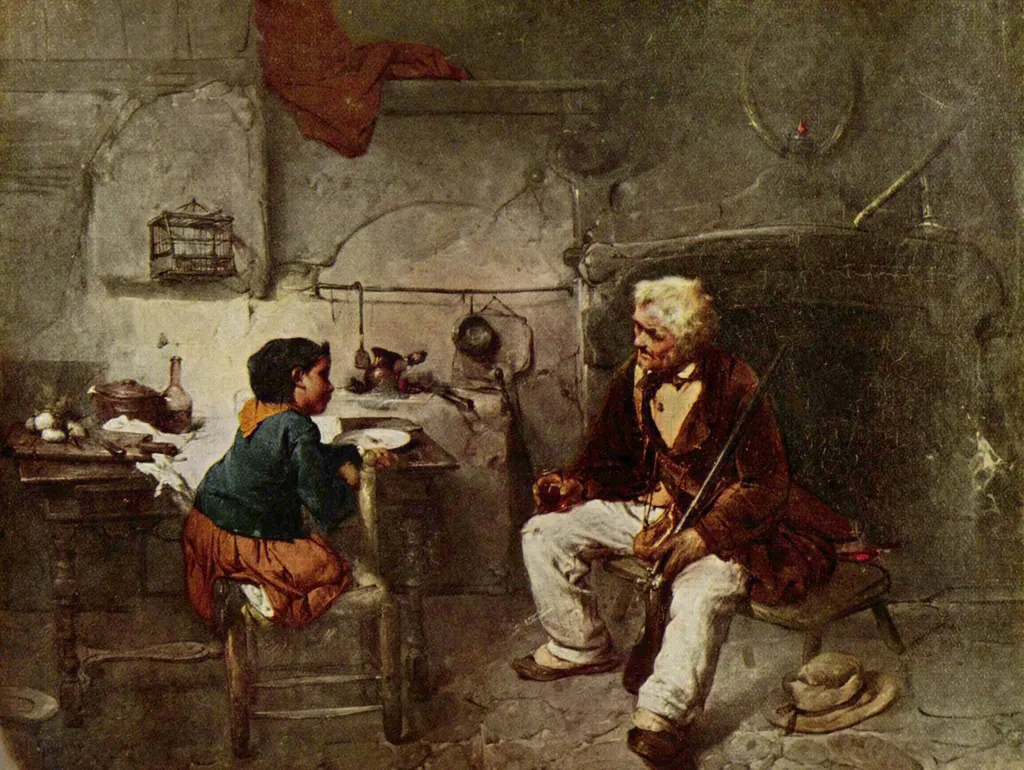 The hunter, by Domenico Induno, oil, 1854
