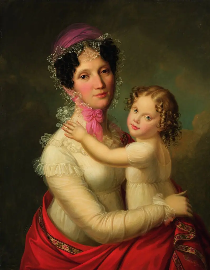 Eleonora Mayer, Baroness zu Gravenegg with her daughter Isabella, by François Gérard, oil