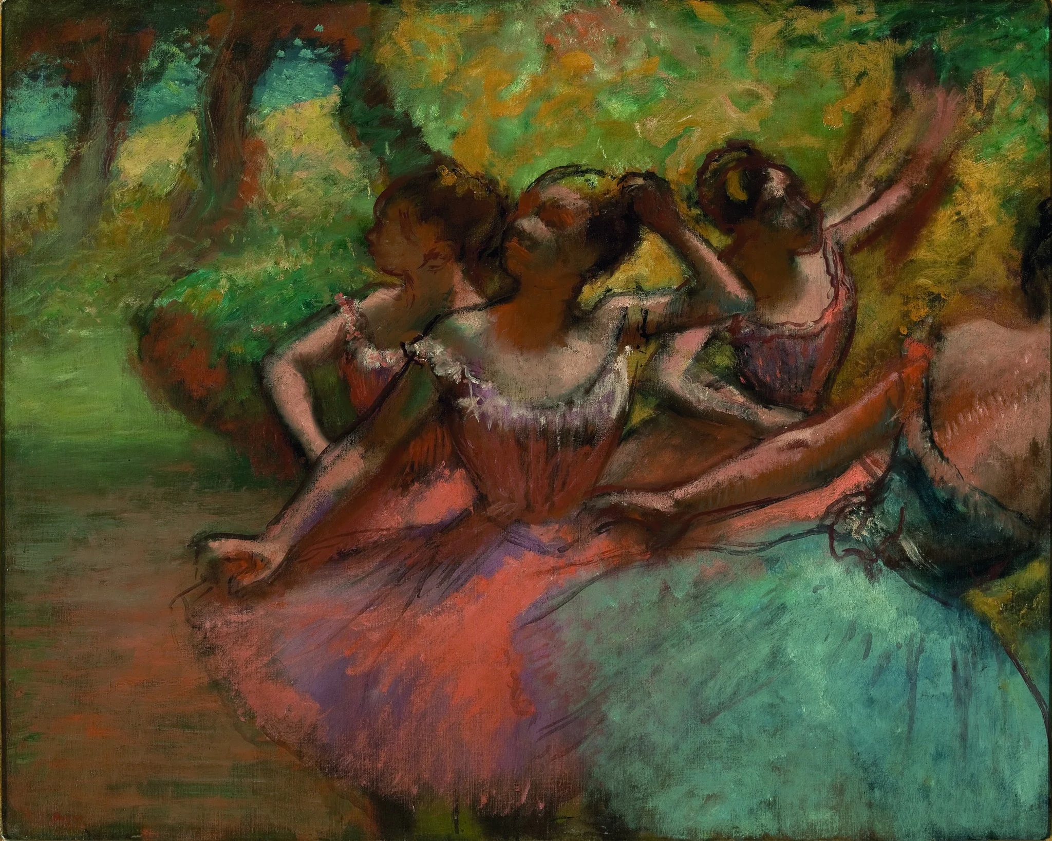Four Ballerinas on Stage, detail