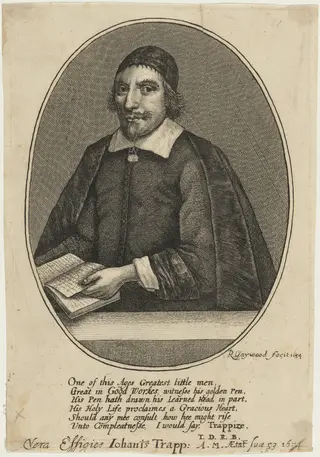 John Trapp, Vicar of Weston-on-Avon, BiblicalCommentator, by Robert Gaywood, ink, 1654