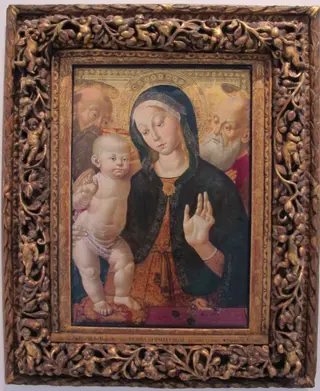 Vergine col bambino e due santi, by Bernardino Fungai, unspecified, 1500
