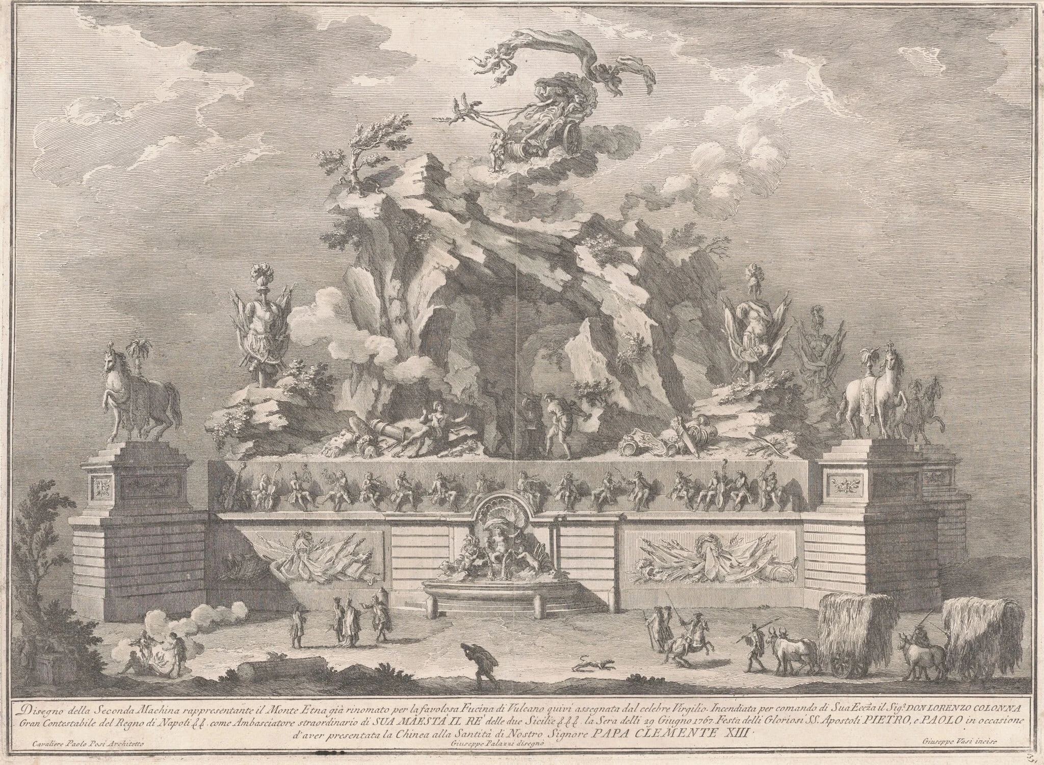 The Seconda Macchina for the Chinea of 1767: Mount Etna with the Forge of Vulcan, detail