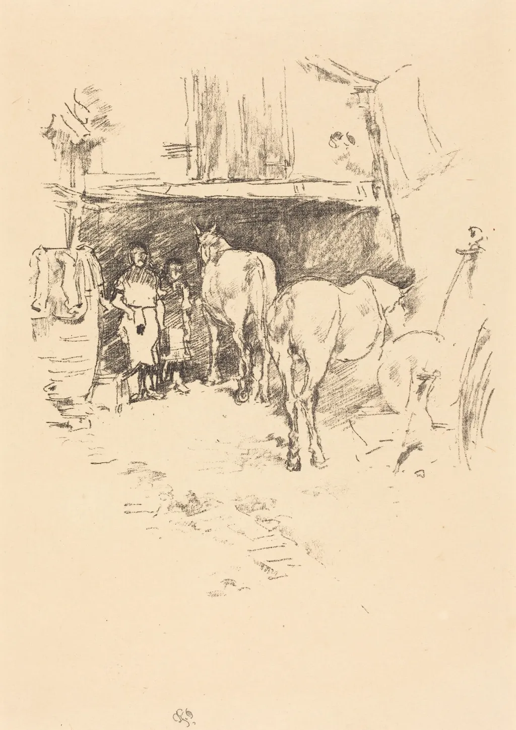 The Smith's Yard, by James McNeill Whistler, ink, 1895