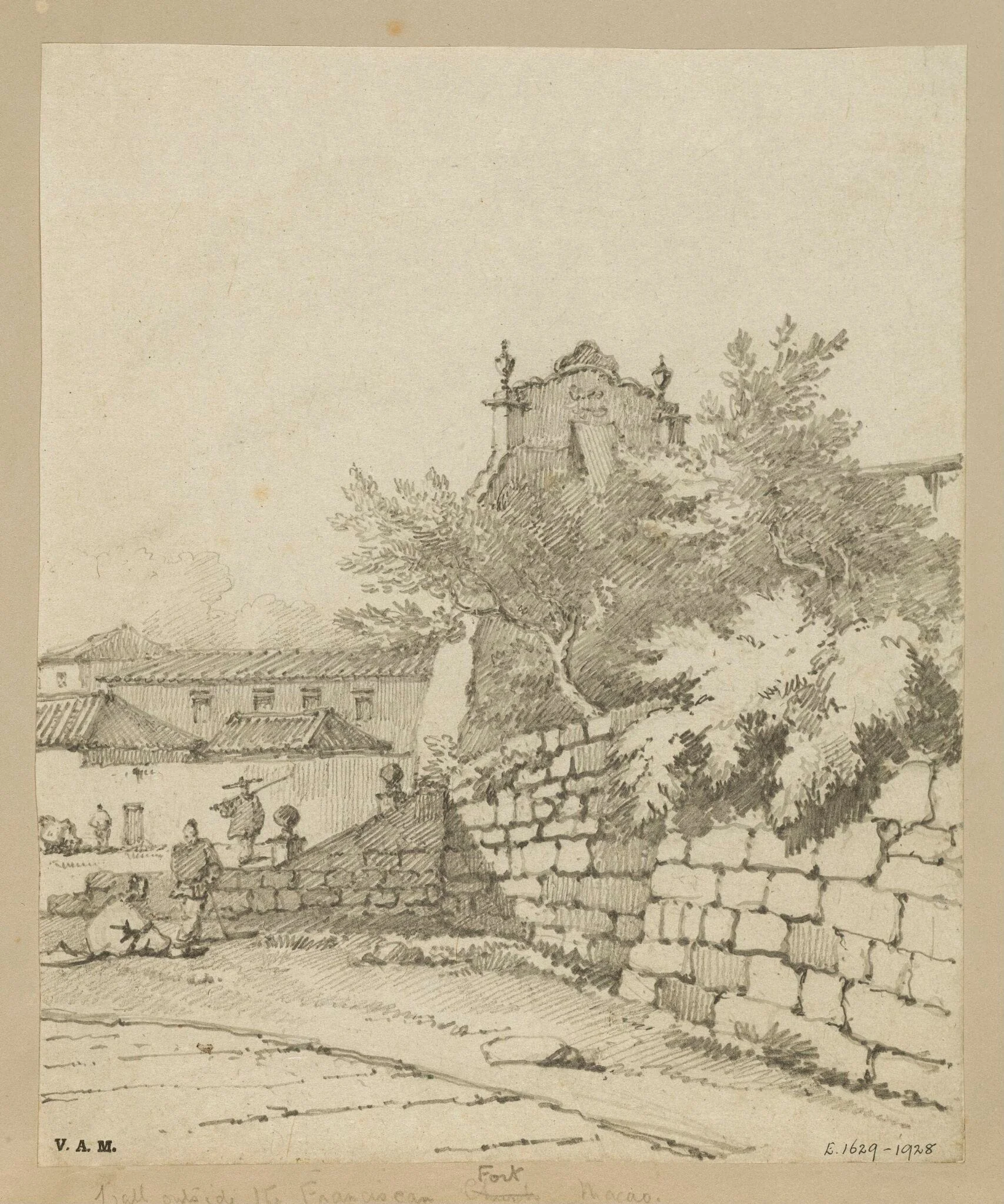 The wall below the church of S. Francisco, Macau, detail