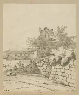 The wall below the church of S. Francisco, Macau, by George Chinnery, 19