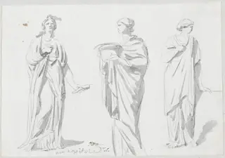 A Muse and Two Female Figures, by Jacques-Louis David, chalk, 1778