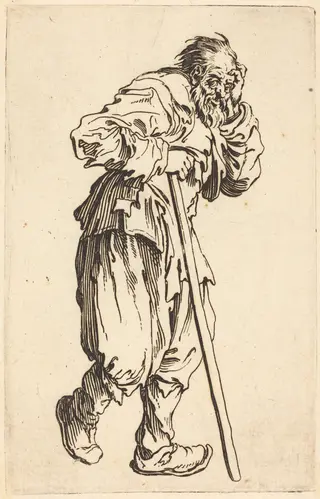 Beggar with a Stick, by Jacques Callot, ink, 1622