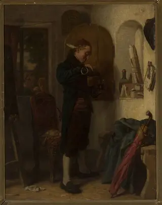 Glass of wine, by Leopold Loeffler, oil, 1859