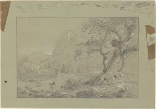Study for "The Mountain Ford", by Thomas Cole, graphite, 1846