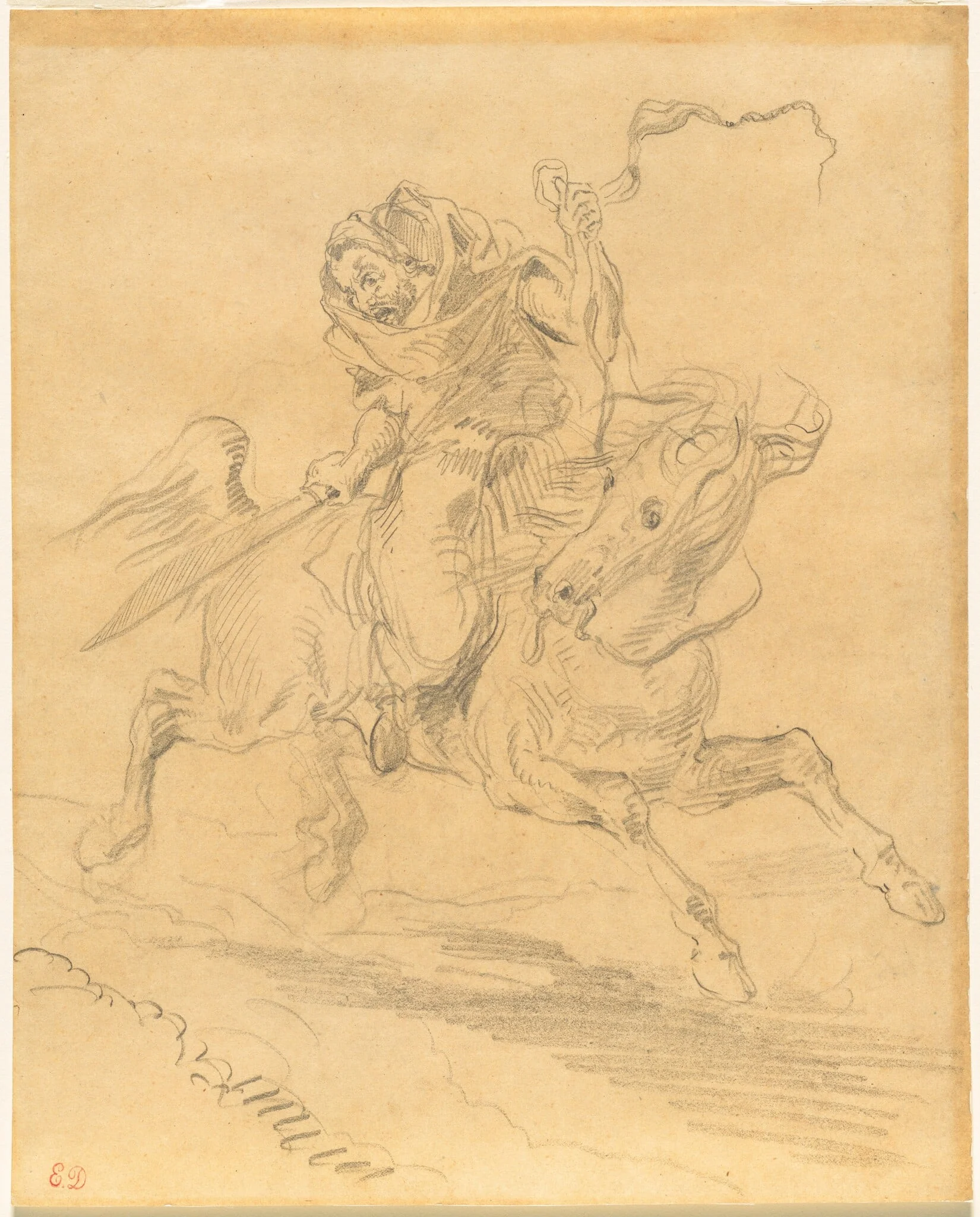 Arab Horseman at the Gallop, detail