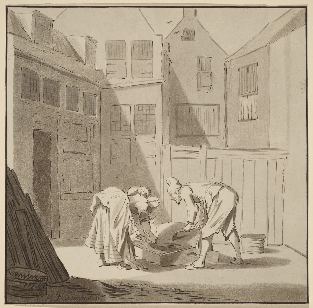 Hog Slaughterers, by Cornelis Ploos van Amstel, ink, 1778