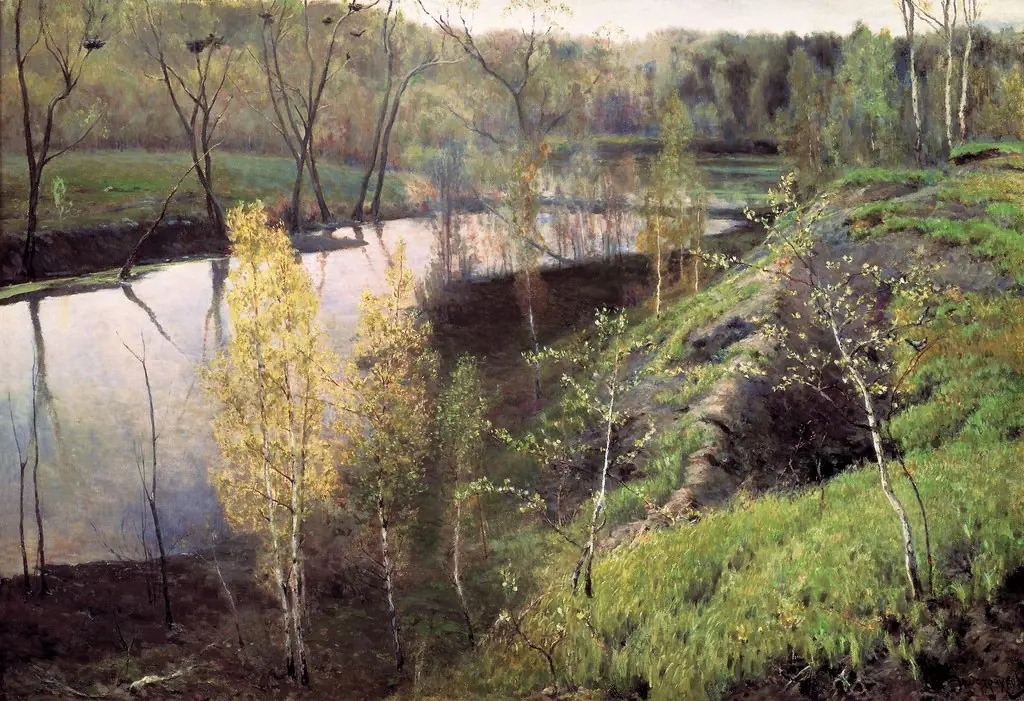 First green of spring, by Ilya Ostroukhov, oil, 1894