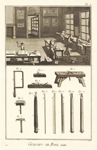 Gravure en Bois, Outils: pl. I, by Antonio Baratta, ink, 1775