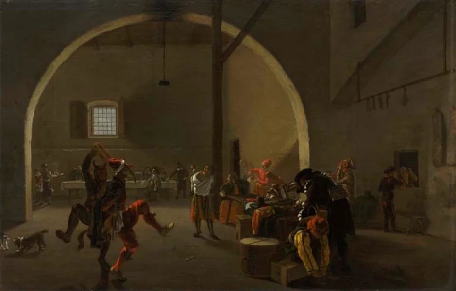 Carnival revellers in a tavern, detail