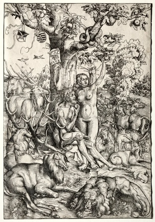 Adam and Eve in Paradise, detail