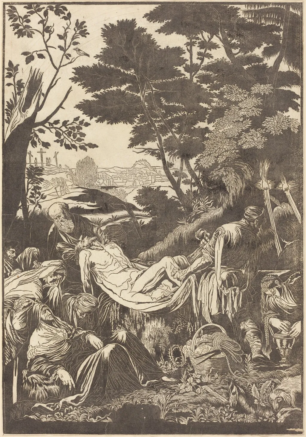 The Entombment [recto], by John Baptist Jackson, ink, 1739