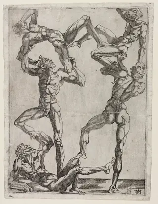 Pyramid of Five Men, by Juste de Juste, 1543