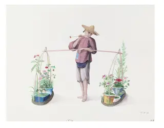 A Florist, by Puqua, paint, 1790