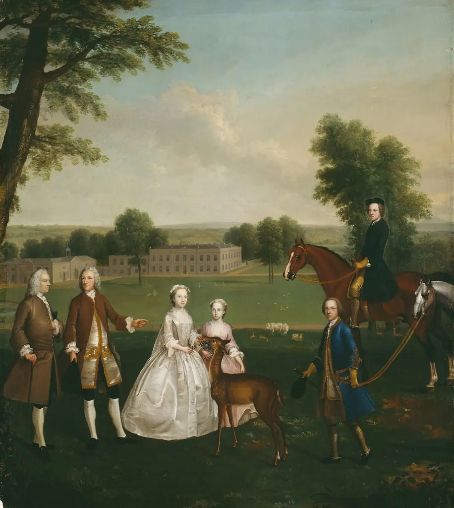 Thomas Lister and Family at Gisburne Park, by Arthur Devis, oil, 1740
