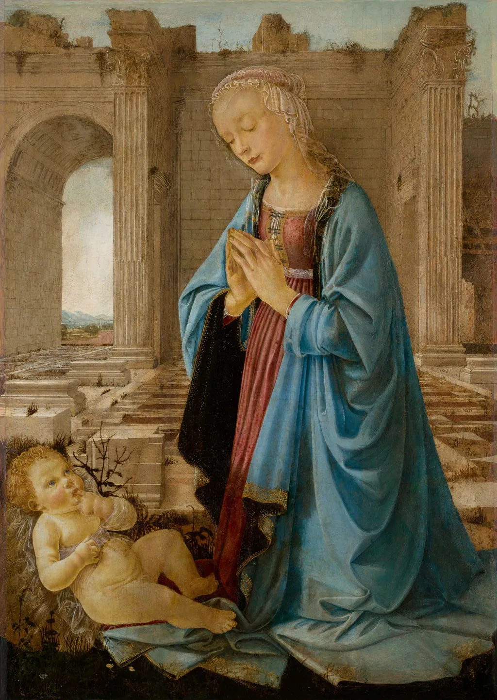 The Virgin Adoring the Christ Child, by Andrea del Verrocchio, oil, 1470