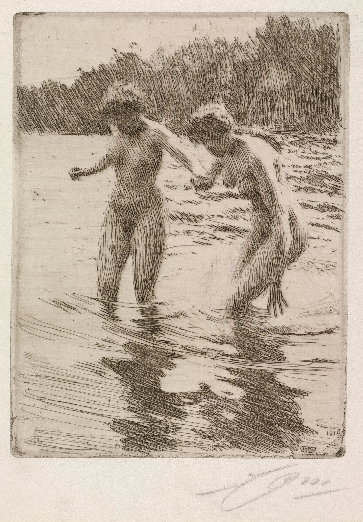 Two Bathers, detail