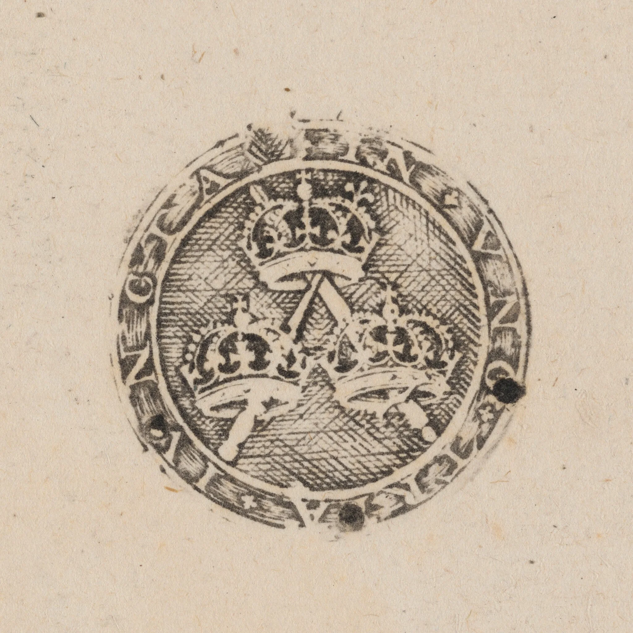 Three Crowns Supported by Two Sceptres [right half], detail