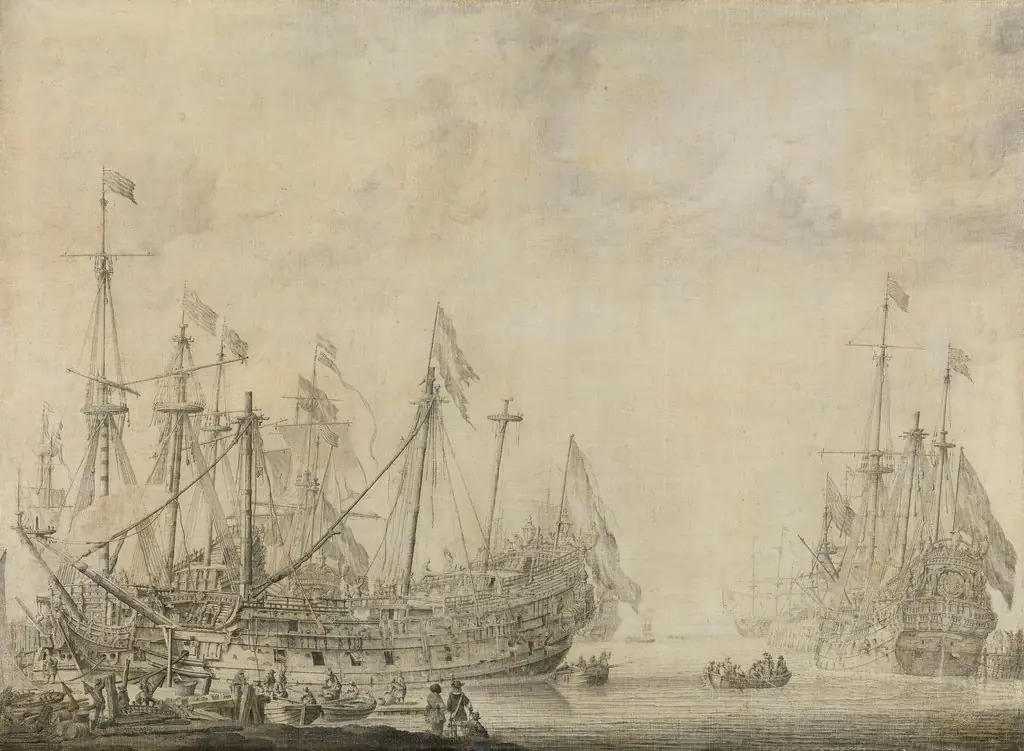 Ships after a battle, by Willem van de Velde the elder, unspecified, 1653