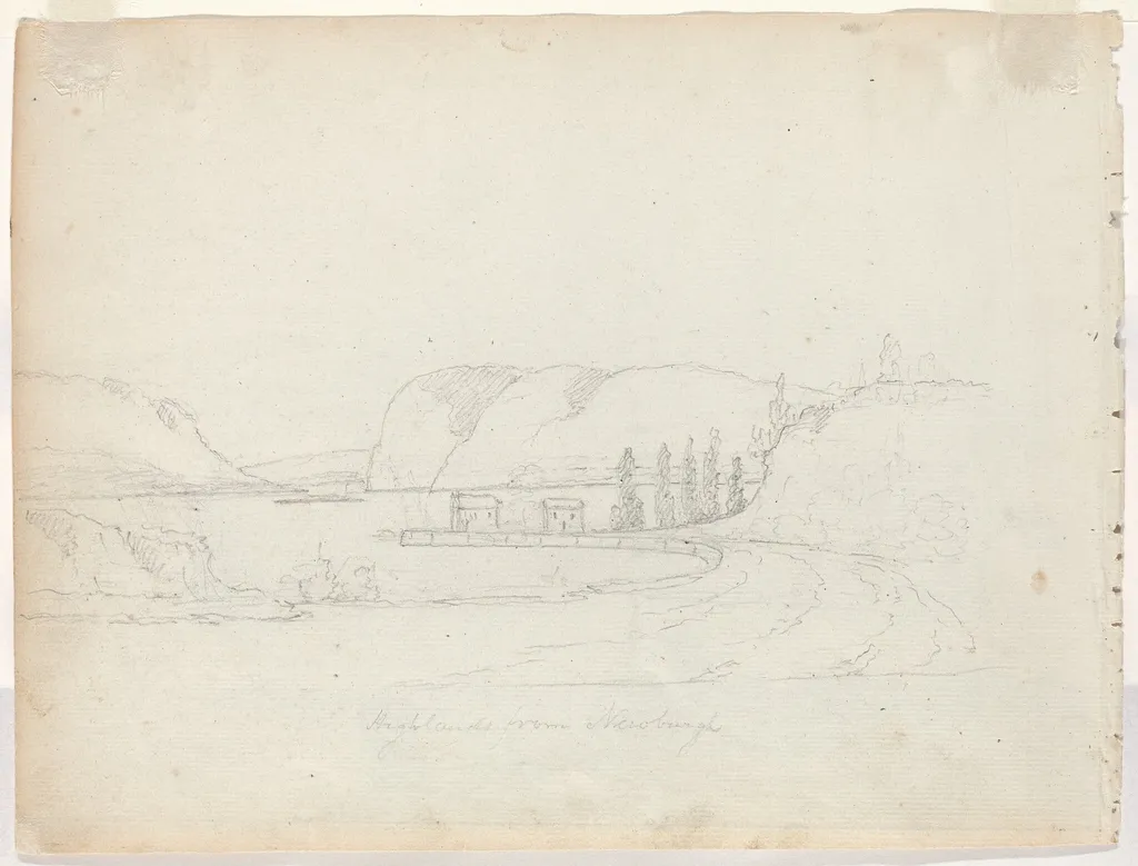 Highlands from Newburgh [verso], by Alexander Robertson, graphite, 1794