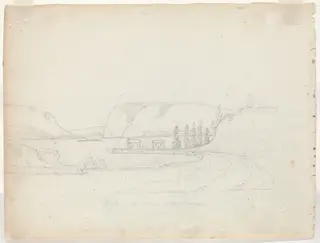 Highlands from Newburgh [verso], by Alexander Robertson, graphite, 1794