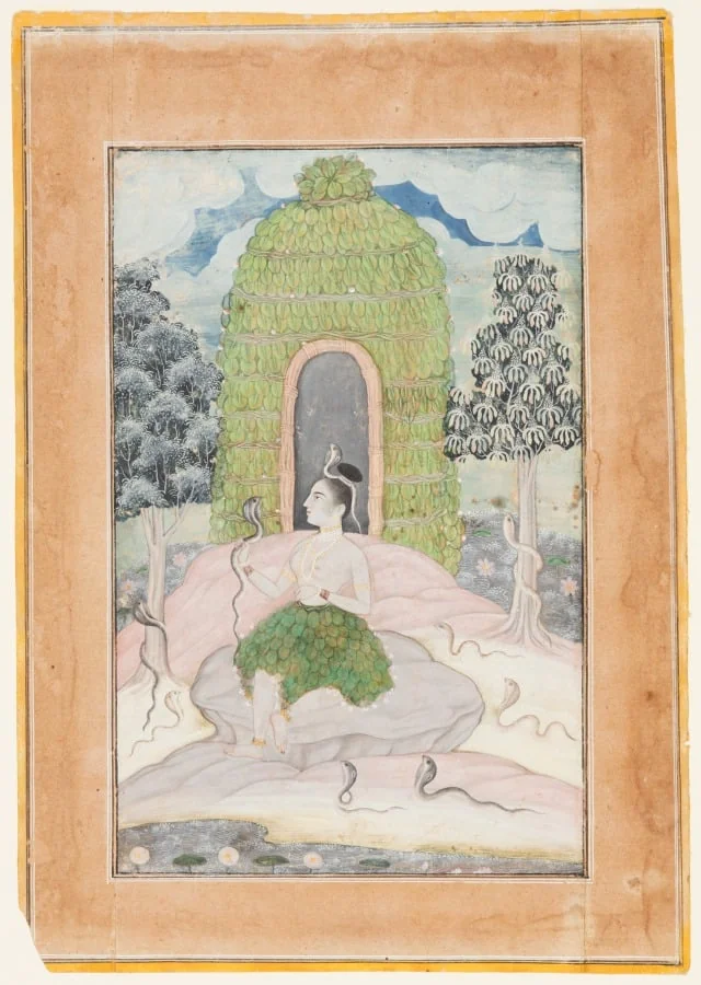 Ascetic Princess with Snakes in a Wilderness: Asavari Ragini, from a Ragamala, detail